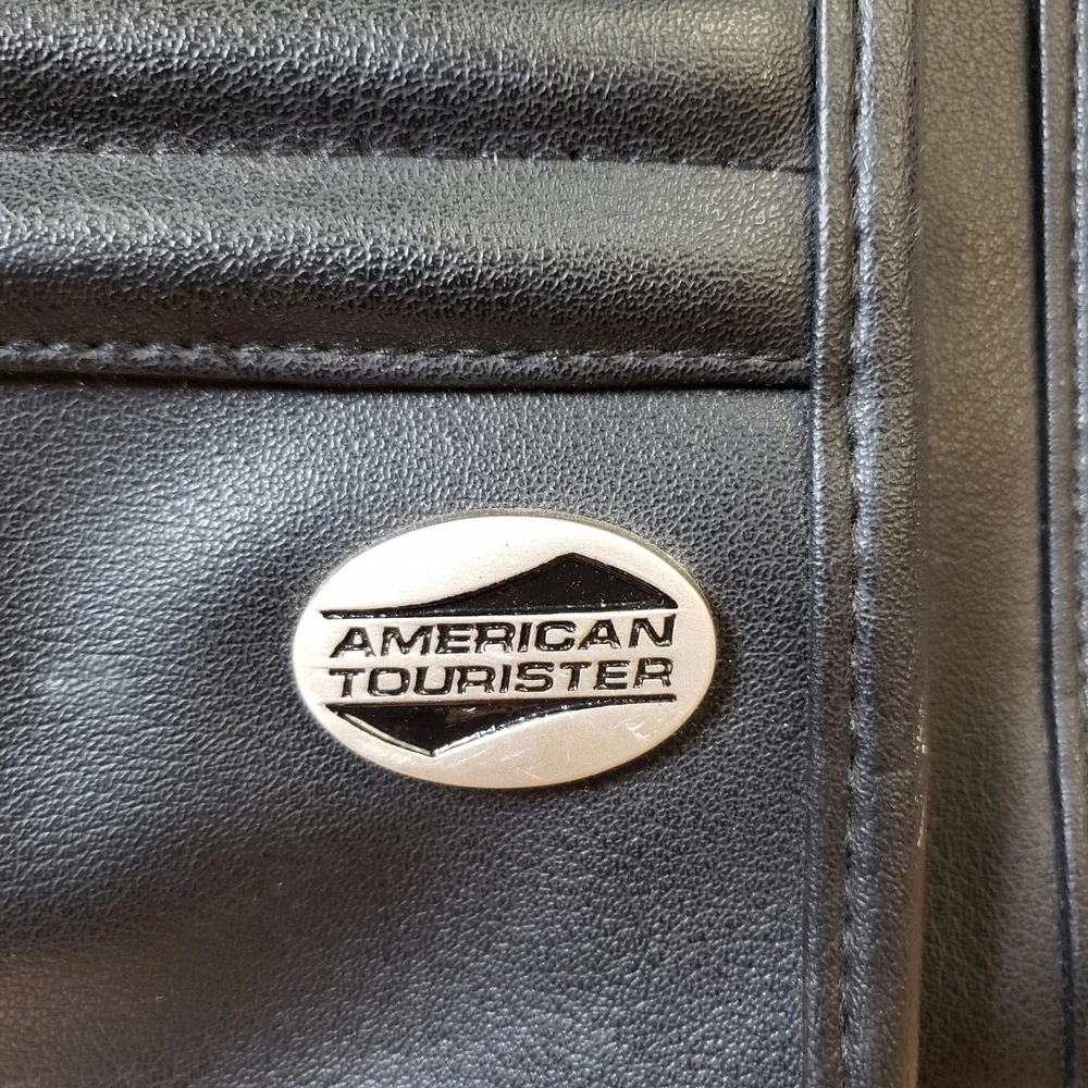 American Tourister Leather Briefcase Black‎ Office Commuter Bag Travel Buisness